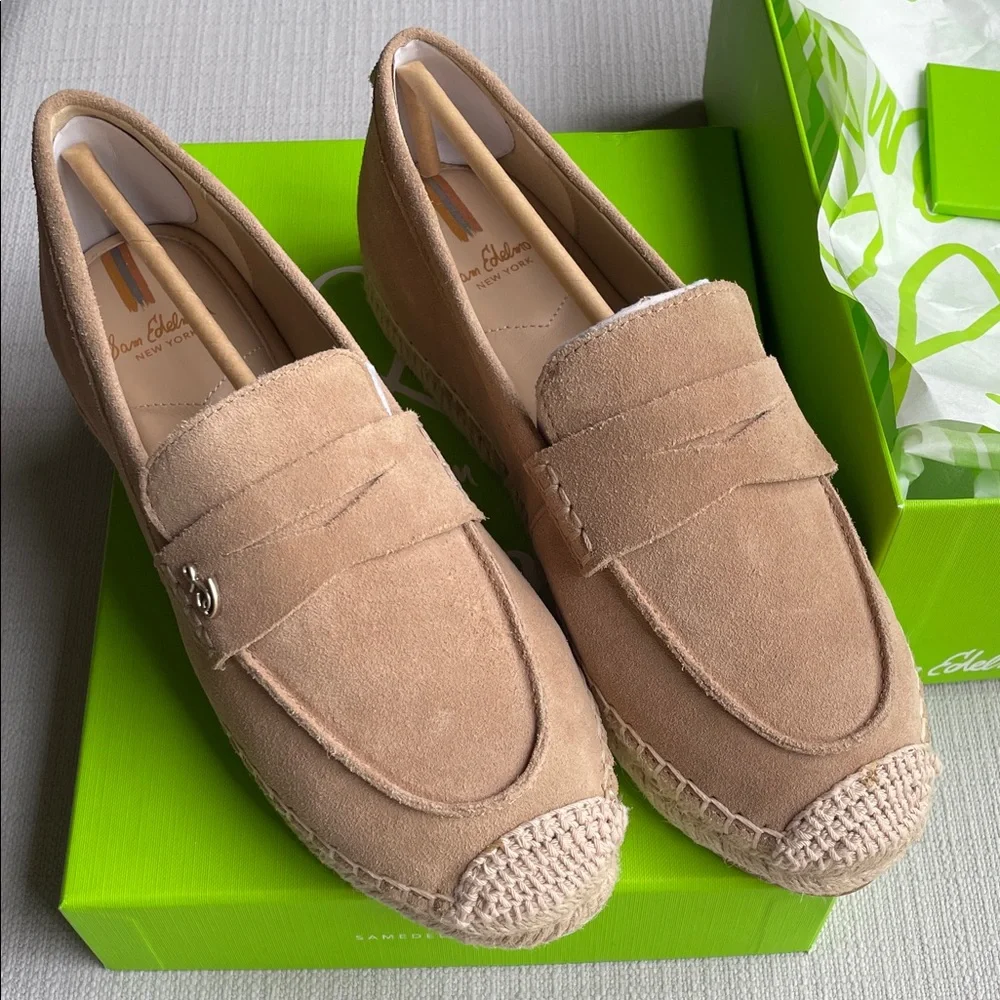 Sam Edelman KAI Penny Loafers Espadrille- taupe Suede US8M new in box